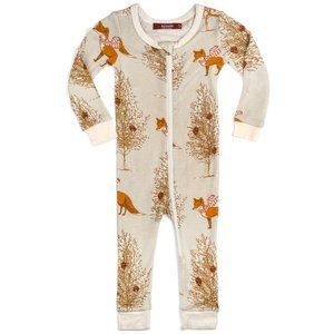 Milkbarn Infant Baby Christmas Fox Bamboo Zipper Pajama Various Sizes Available